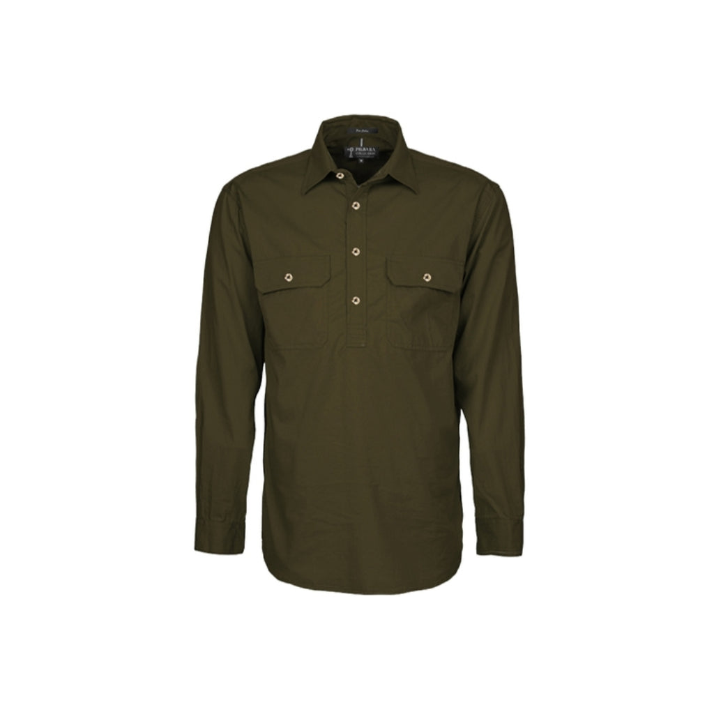 Pilbara Mens Closed Front Long Sleeve Shirt