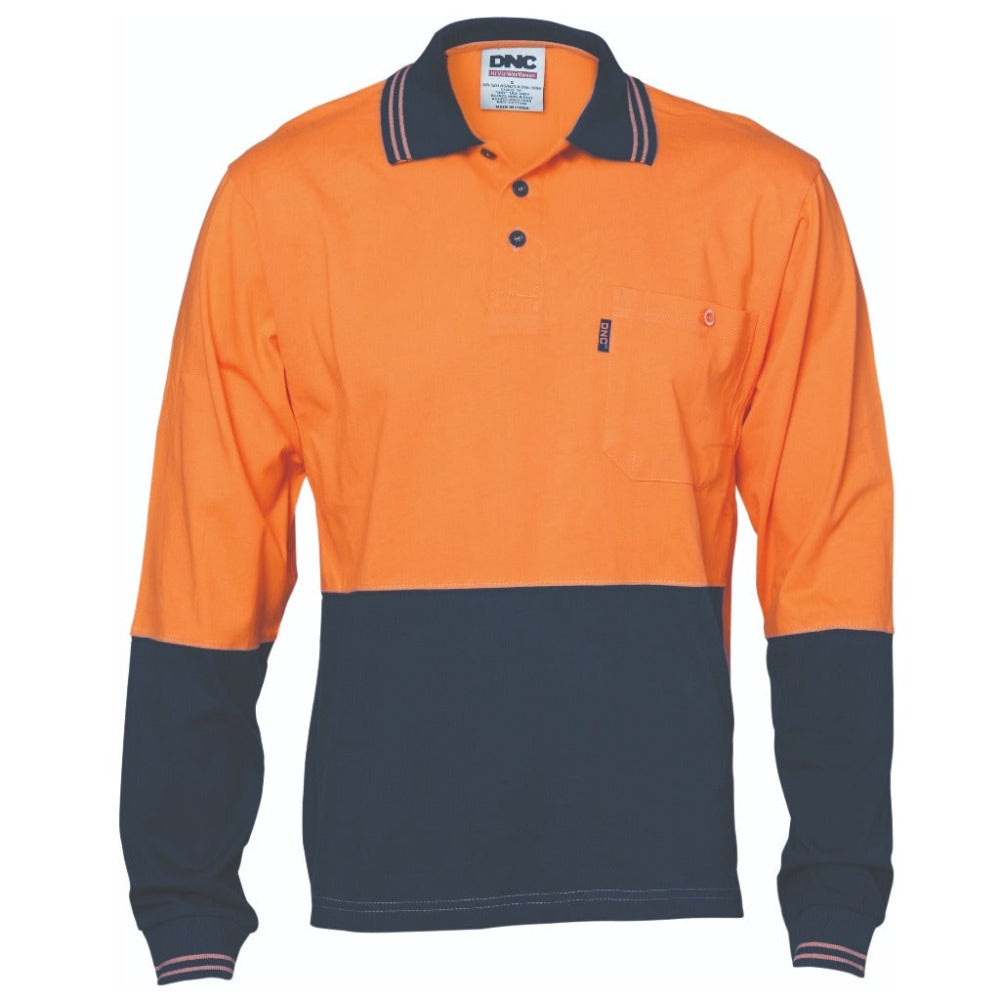 DNC Hi Vis Cool Breeze Cotton Jersey Long Sleeve Polo