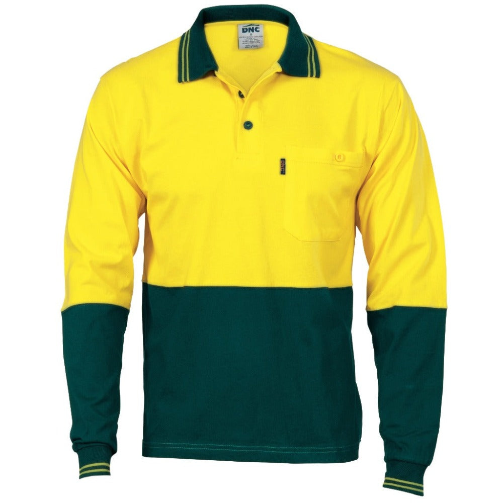 DNC Hi Vis Cool Breeze Cotton Jersey Long Sleeve Polo