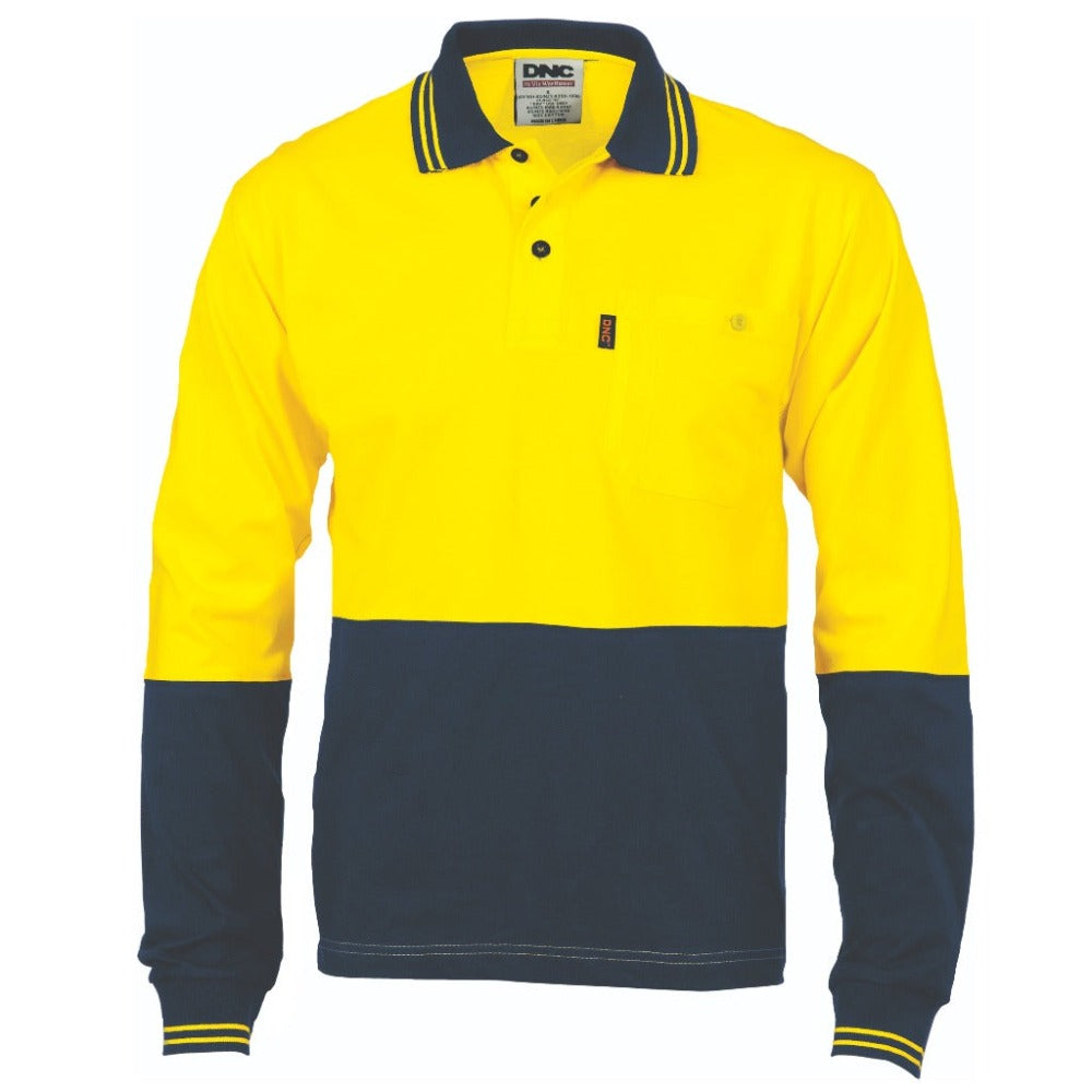 DNC Hi Vis Cool Breeze Cotton Jersey Long Sleeve Polo