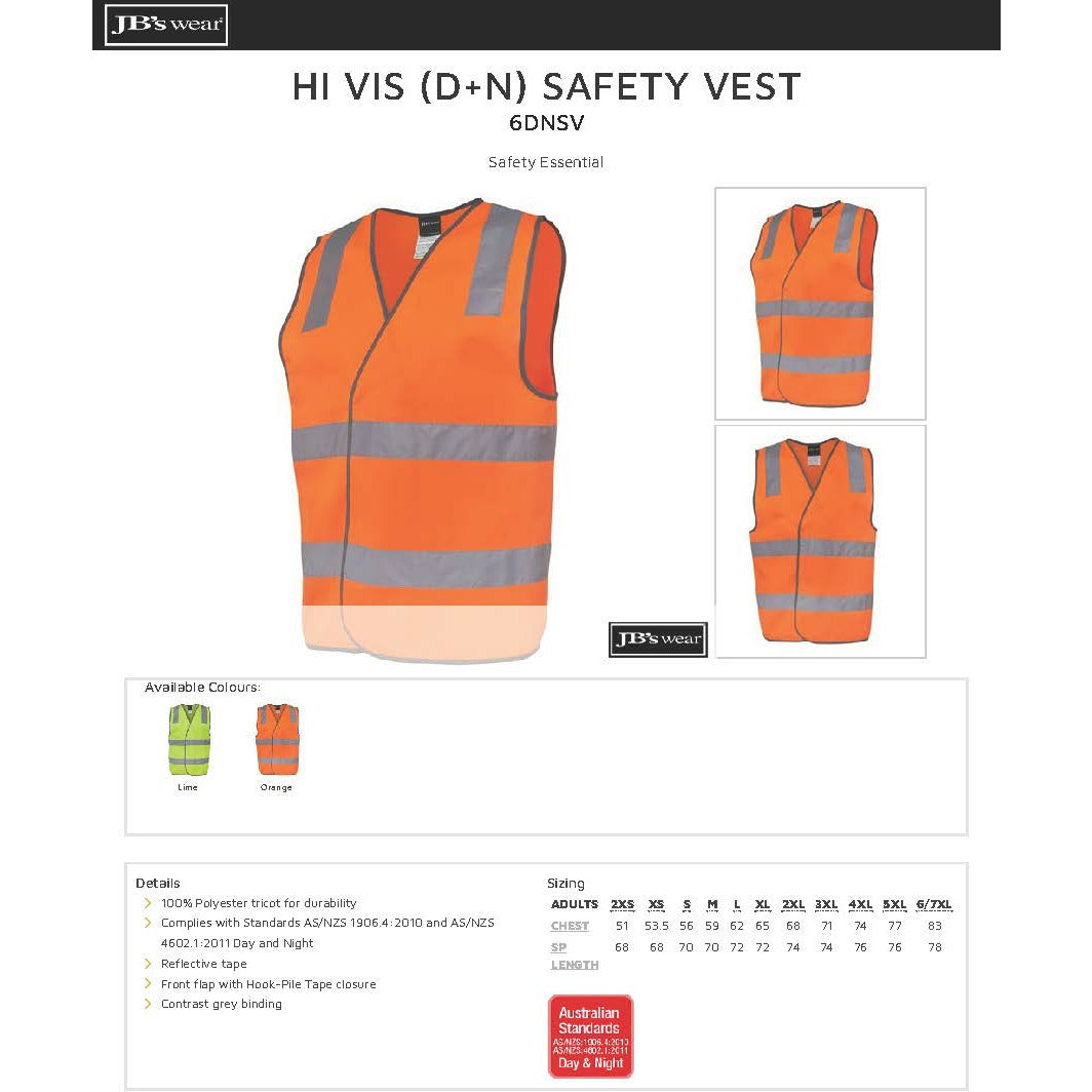 JBs Hi Vis Day & Night Safety Vest