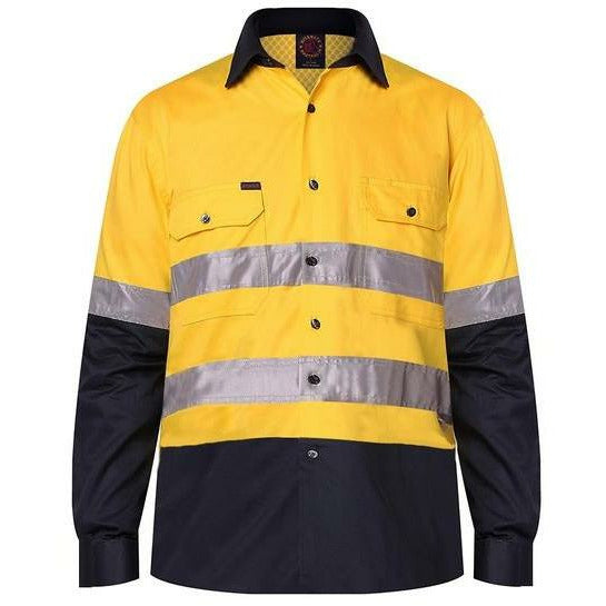 Ritemate 2 Tone Vented Light Weight Open Front Long Sleeve Shirt with 3M Reflective Tape